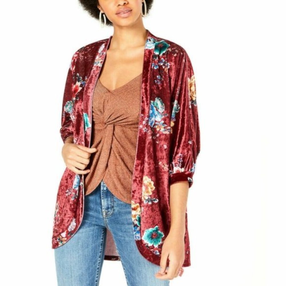 Final price. PROJECT 28 NYC Printed Crushed Velvet Kimono. - Picture 2 of 9